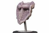 Amethyst Geode Section with Calcite on Metal Stand - Uruguay #209237-1